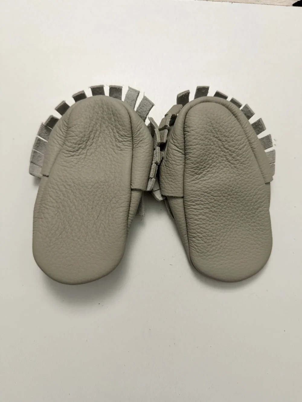 Bare Soles Moccasins Leather Soft Bow Grey Baby 12-18m Size 4